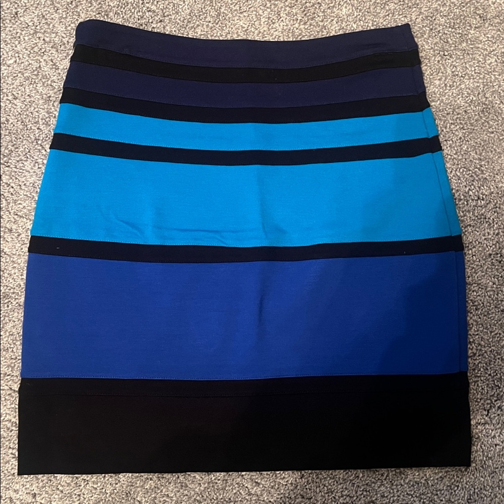 Express Blue and Black Pencil Skirt - Picture 3 of 3